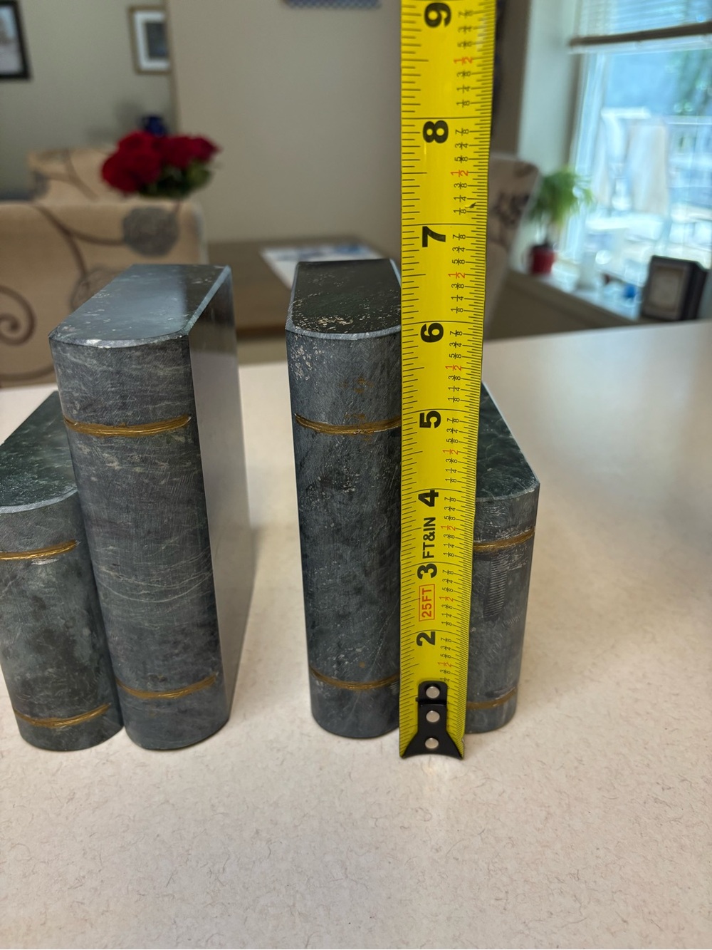 Vintage Heavy Green Marble Bookends Set of 2 12lb Pair - Picture 7 of 9